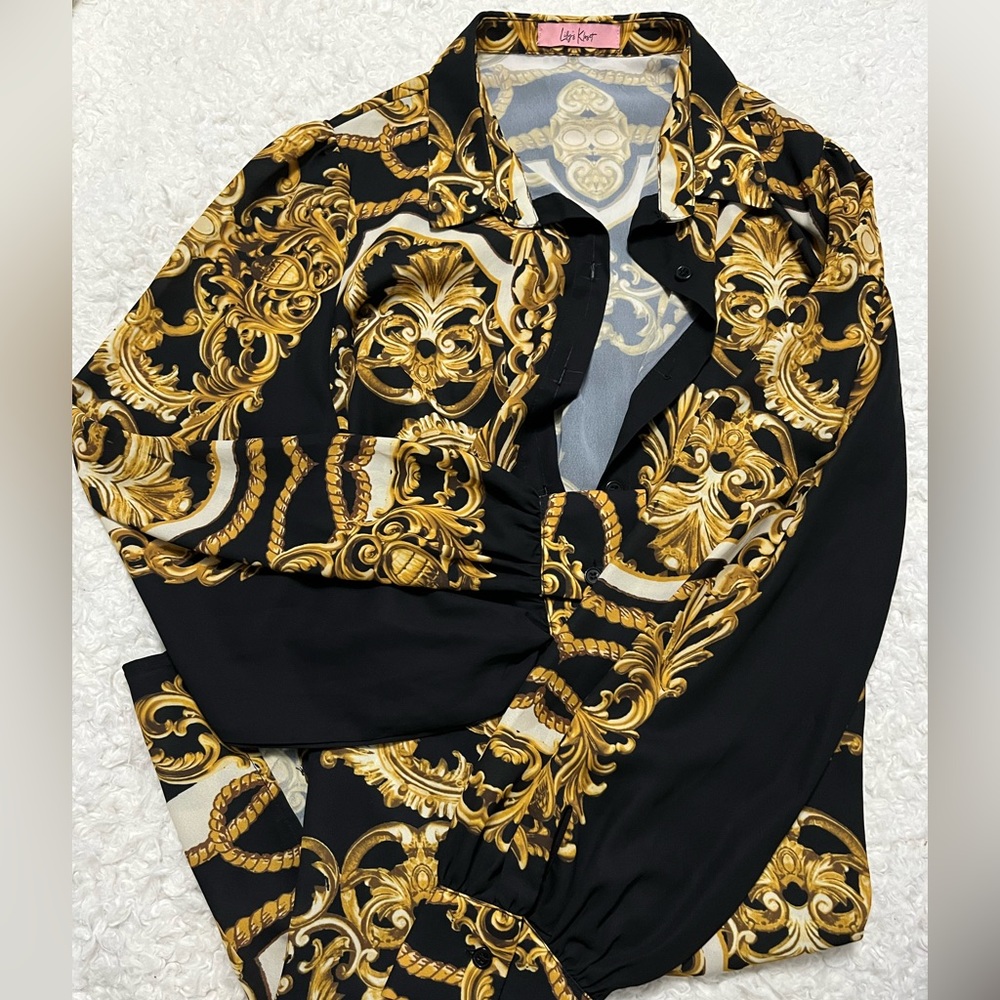 Lilly’s Kloset “Chain Print Shirt Dress”